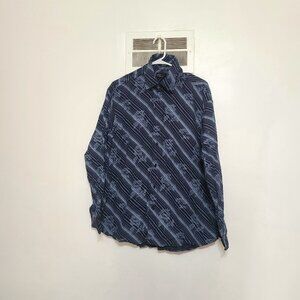 Marc Edwards Navy Floral Stripe Button‑Up Shirt